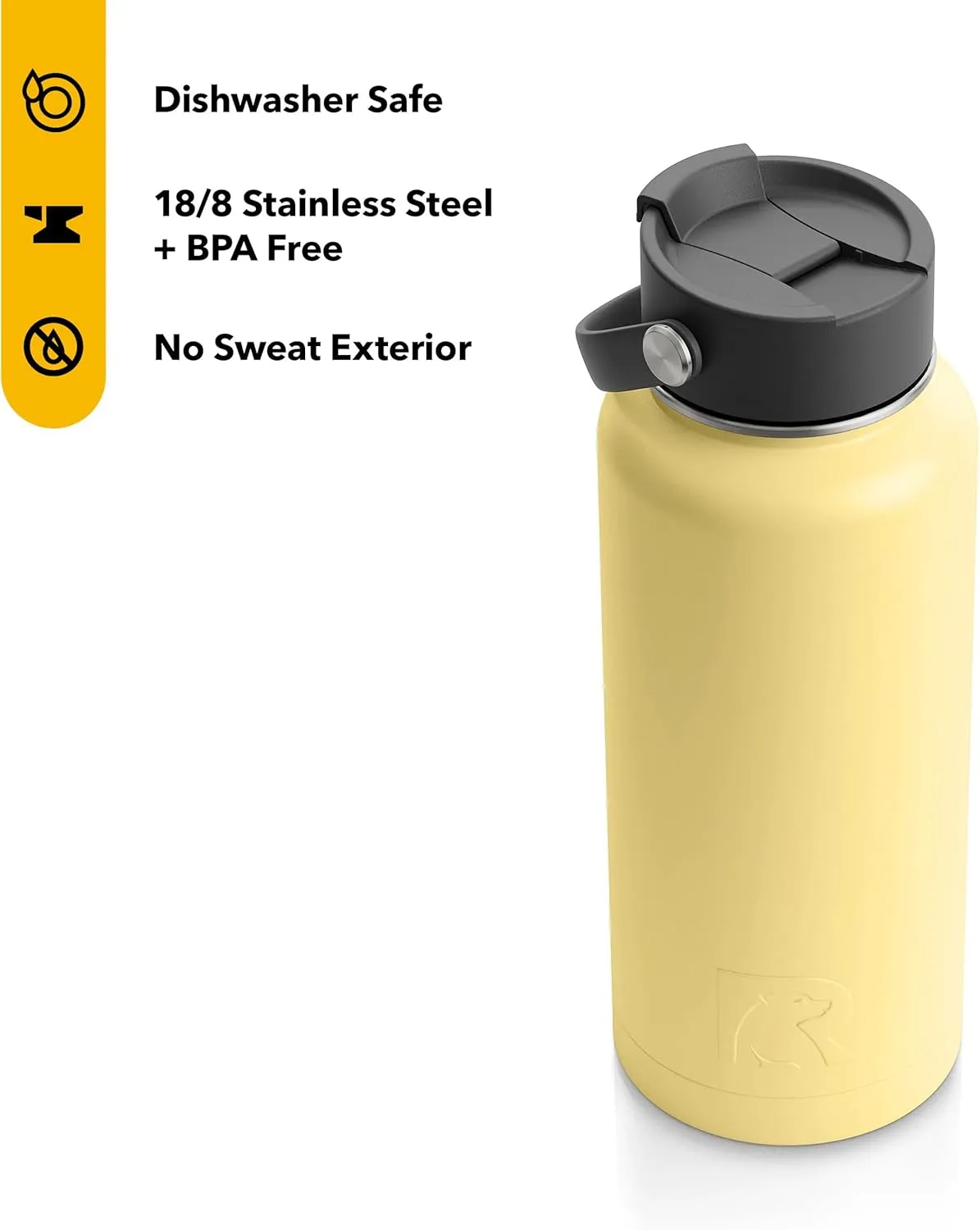 RTIC 32 oz Vacuum Insulated Bottle, Metal Stainless Steel Double Wall Insulation, BPA Free Reusable, Leak-Proof Thermos Flask for Water, Hot and Cold Drinks, Travel, Sports, Camping, Sunlight