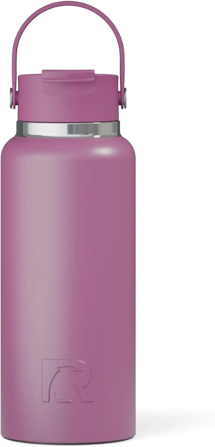 RTIC 32oz Outback Bottle, Insulated, Stainless Steel, Metal, Double Wall Vacuum-Insulation, Ceramic Lined, Leak-Proof Lid, BPA-Free Water Flask for Hiking, Running, Sports, Outdoor, Orchid