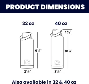 RTIC 32oz Vacuum Insulated Water Bottle, Metal, Stainless Steel, BPA Free, Reusable, Sweat-Proof Flask for Hot and Cold Drinks, Travel, Sports, Camping, Graphite