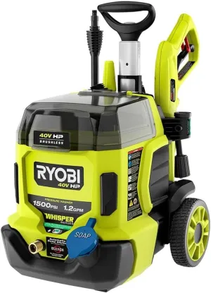 RYOBI 40V HP Brushless Whisper Series 1500 PSI Pressure Washer Kit (Renewed)