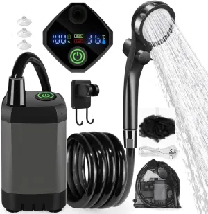 Saker Sakerplus Portable Camping Shower|Outdoor Camp Shower|6000mAh Rechargebale Camping Shower with Heater|LED Display&USB Cable|Ideal for Vacation,Beach,Hiking,Pet Cleaning,Travel