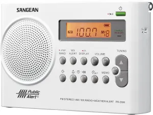 Sangean PR-D9W Portable AM/FM/NOAA Alert Radio with Built-in Battery Charger, White