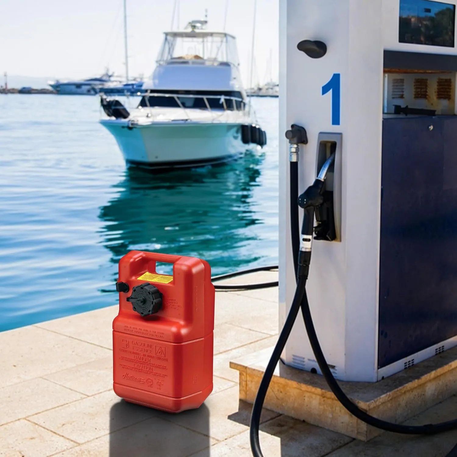 Scepter 3 Gallon Portable Marine Gas Can, Boat Fuel Tank, 2-Way Vented Cap, Built-In Fuel Line Pick-Up, Top Handle, EPA & CARB Compliant, Neptune Series, 17.25"L x 11"W x 8.5"H (08590)