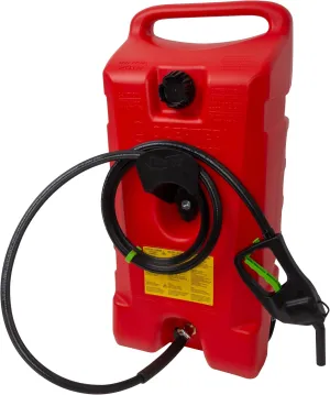 Scepter Duramax Flo ’N Go 14 Gallon (53 Liter) Fueling Station, Portable Gas Caddy and Fuel Transfer Pump with 10' Hose for Lawn Mower, Farm, Marine, and Home Use, Gasoline Only, Red (2024 Version)
