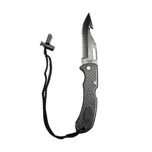 Scuba Choice BCD Knife, Foldable Low Volume Stainless Steel 3.5" Blade, Compact & Durable with Clip & Lanyard for Scuba Diving, Spearfishing, Snorkeling, Emergency Safety Tool – Black