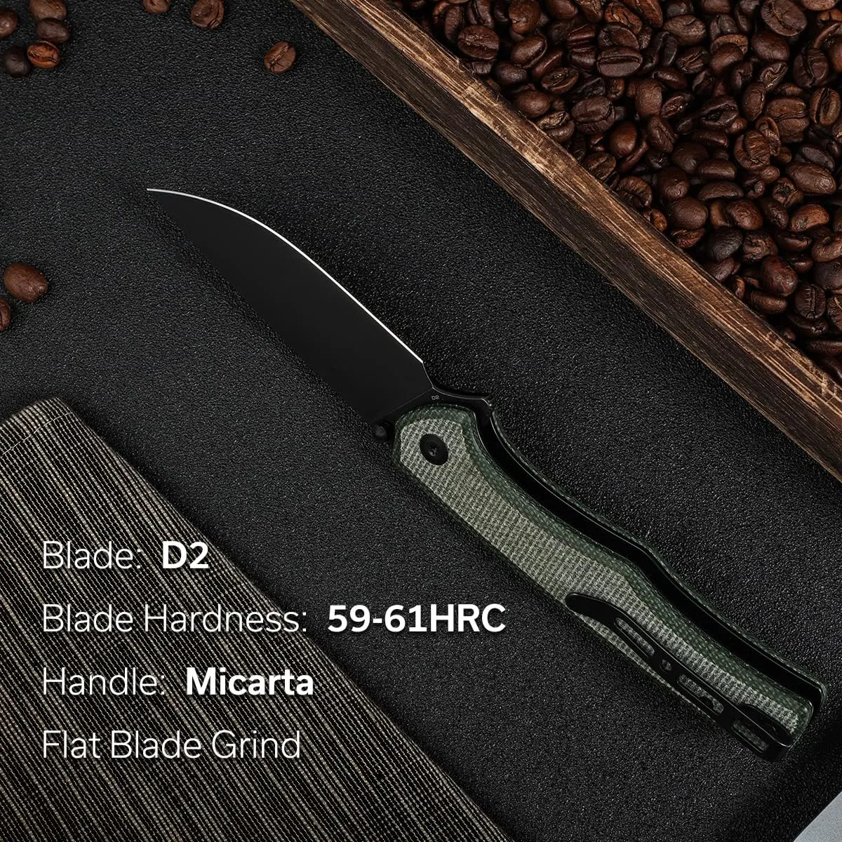 SENCUT Crowley Pocket Knife Button Lock Folding Knife for EDC, Green Micarta Handle D2 Blade Foldable Knife with Clip, Everyday Carry Knife for Men Women Indoor Outdoor Gift S21012-3