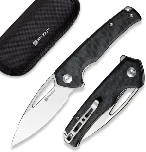 SENCUT Mims Pocket Knife for Men, Camping Folding Knife with G10 Handle, 3.48" Blade EDC Flipper Knives for Outdoor Hunting and Gifts S21013-1 (Black)