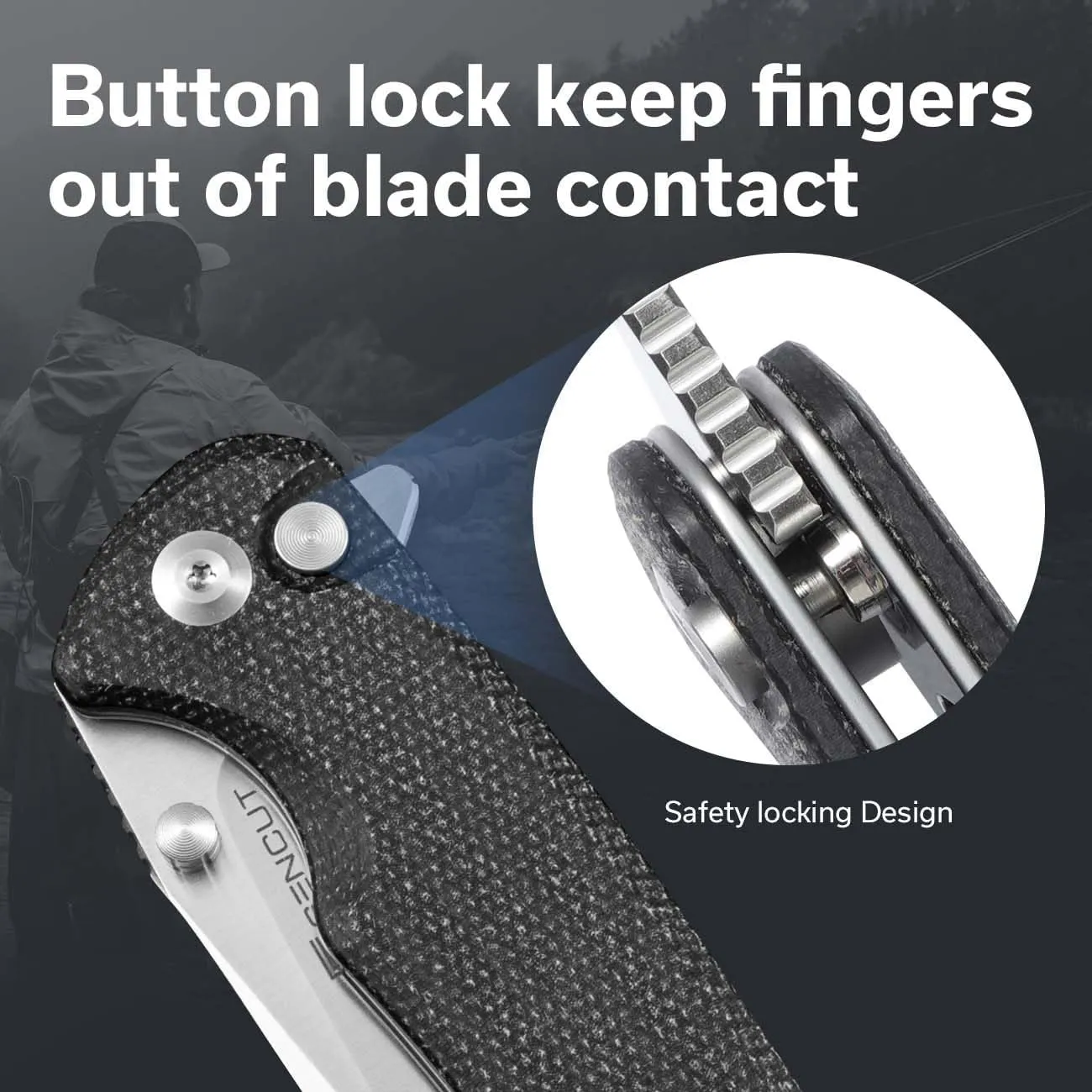 SENCUT Sachse Pocket Knife Folding Knife for EDC, Black Micarta Handle Satin 9Cr18MoV Blade Foldable Small Knife with Clip, Button Lock Everyday Carry Knife for Men Women Indoor Outdoor Gift S21007-1