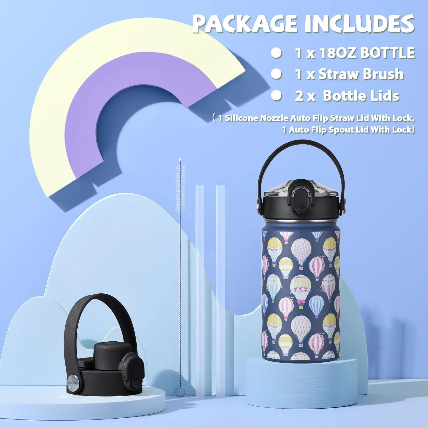 SENDESTAR Metal Insulated Water Bottle - 12oz/18oz BPA-FREE 18/8 Stainless Steel Travel Tumbler Double Wall Vacuum Leak Proof Kids Cup with Straw for Kids, School Boys Girls