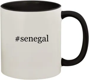 #senegal - 11oz Ceramic Colored Handle and Inside Coffee Mug Cup, Black