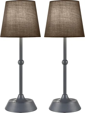 Set of 2 LED Cordless Table Lamp,Rechargeable 6000mA Battery Operated Portable Grey Desk Lamp,Dimmable Touch Control Table Lamp, for Restaurant/Patio/Outdoor.(LED Bulb Included)