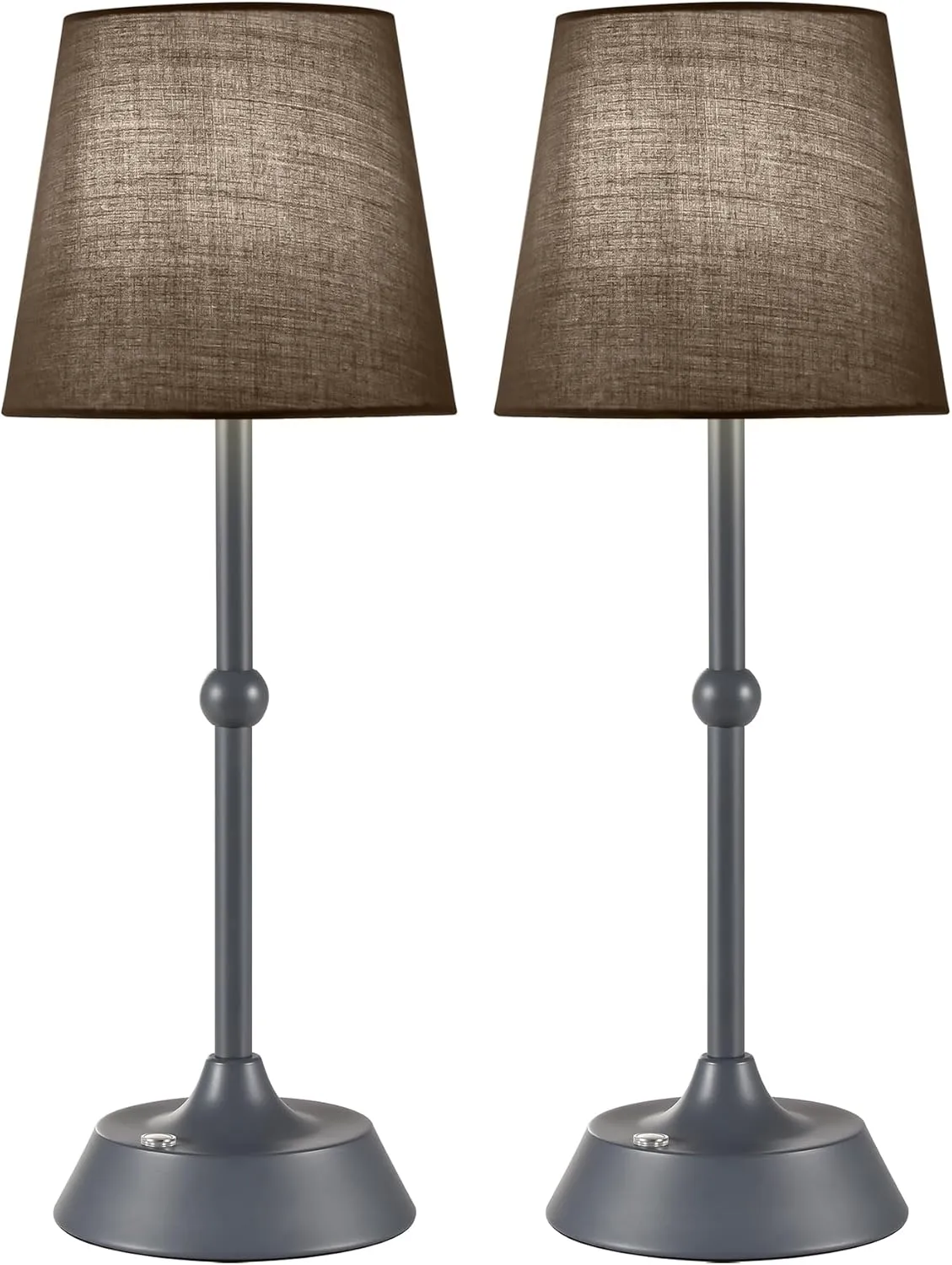 Set of 2 LED Cordless Table Lamp,Rechargeable 6000mA Battery Operated Portable Grey Desk Lamp,Dimmable Touch Control Table Lamp, for Restaurant/Patio/Outdoor.(LED Bulb Included)