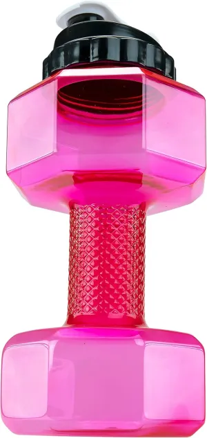 SH Dumbbell Water Bottle 2.2L – Pink See-Through Fitness & Gym Sports Bottle for Workout Hydration, Portable Design