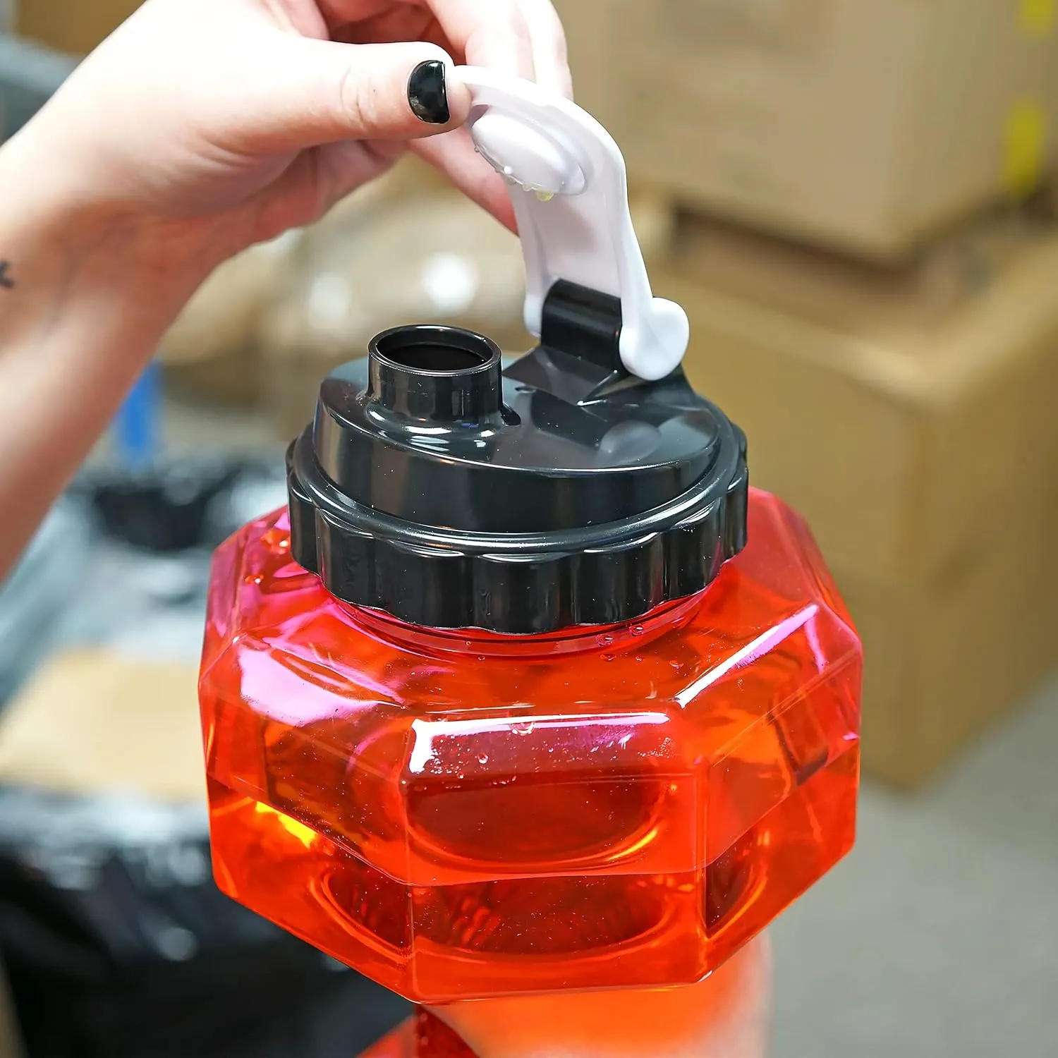SH Dumbbell Water Bottle 2.2L – Pink See-Through Fitness & Gym Sports Bottle for Workout Hydration, Portable Design