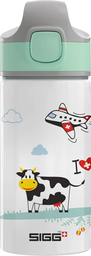 SIGG - Aluminium Children's Drinking Bottle - I Love Switzerland - With Straw - Leak-Proof - Light as a Feather - BPA-Free - Climate Partner Certified - School & Sports - I Love Switzerland - 0.4 L