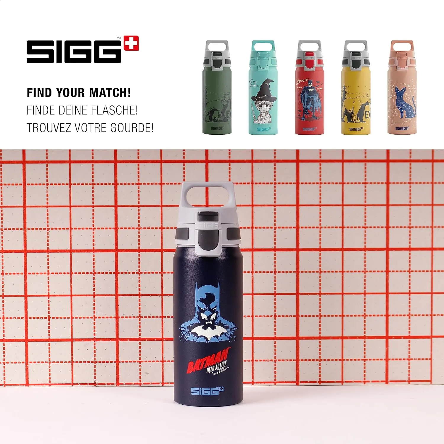 SIGG - Aluminium Water Bottle for Children - WMB One Batman - Suitable for Carbonated Drinks - Leak-Proof - Feather-Light - BPA-Free - ClimatePartner Certified - Sports & School - Blue - 0.6 L