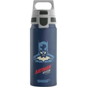 SIGG - Aluminium Water Bottle for Children - WMB One Batman - Suitable for Carbonated Drinks - Leak-Proof - Feather-Light - BPA-Free - ClimatePartner Certified - Sports & School - Blue - 0.6 L