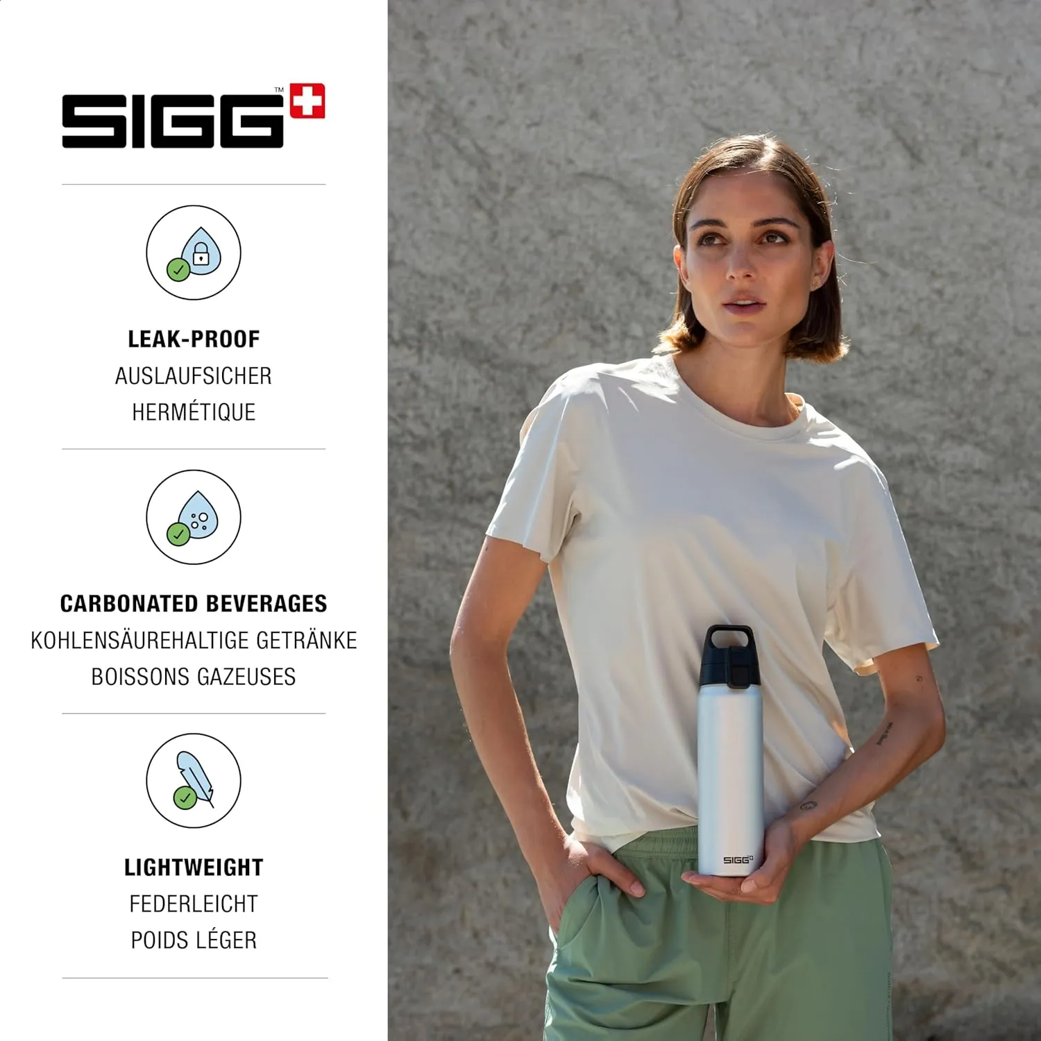 Sigg - Aluminum Water Bottle - WMB Pathfinder Alu - ClimatePartner Certified - Suitable For Carbonated Beverages - Leakproof & Lightweight - BPA Free - Grey - 0.75 L