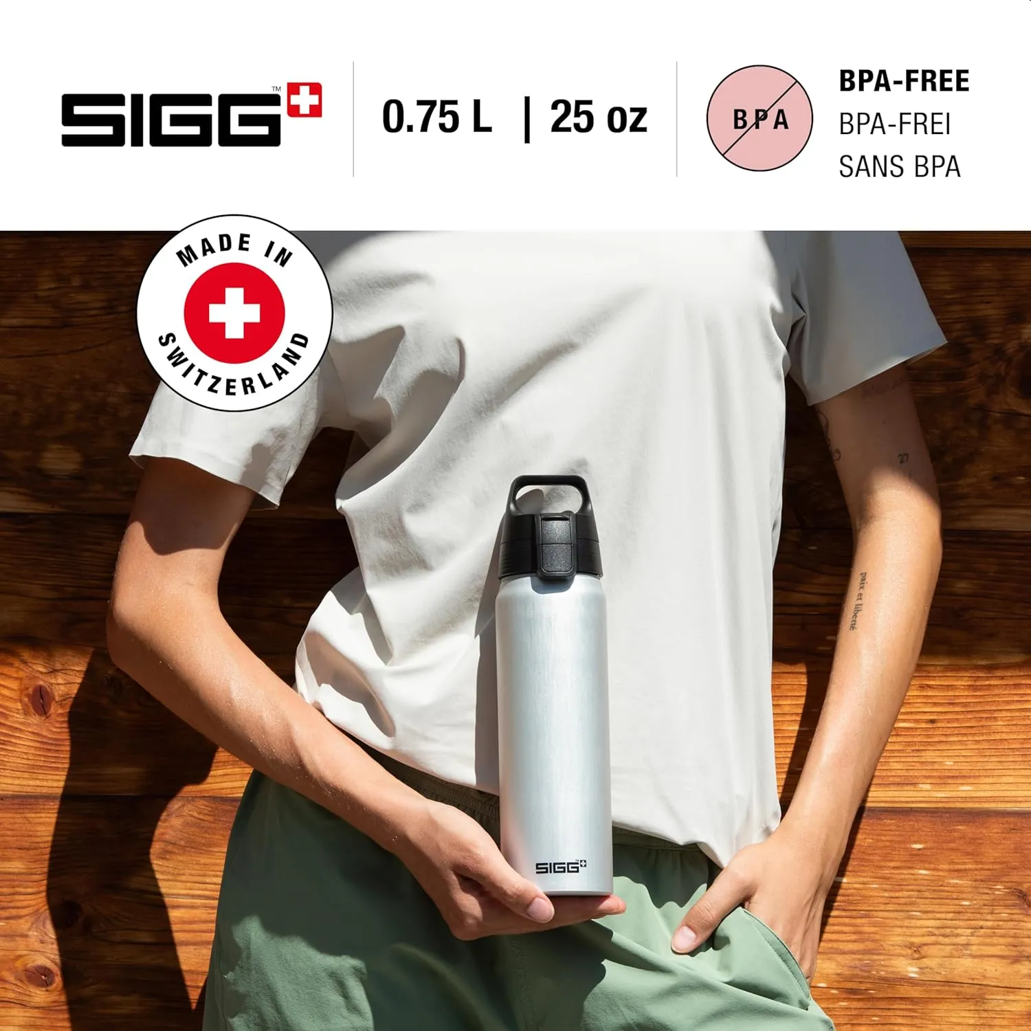 Sigg - Aluminum Water Bottle - WMB Pathfinder Alu - ClimatePartner Certified - Suitable For Carbonated Beverages - Leakproof & Lightweight - BPA Free - Grey - 0.75 L