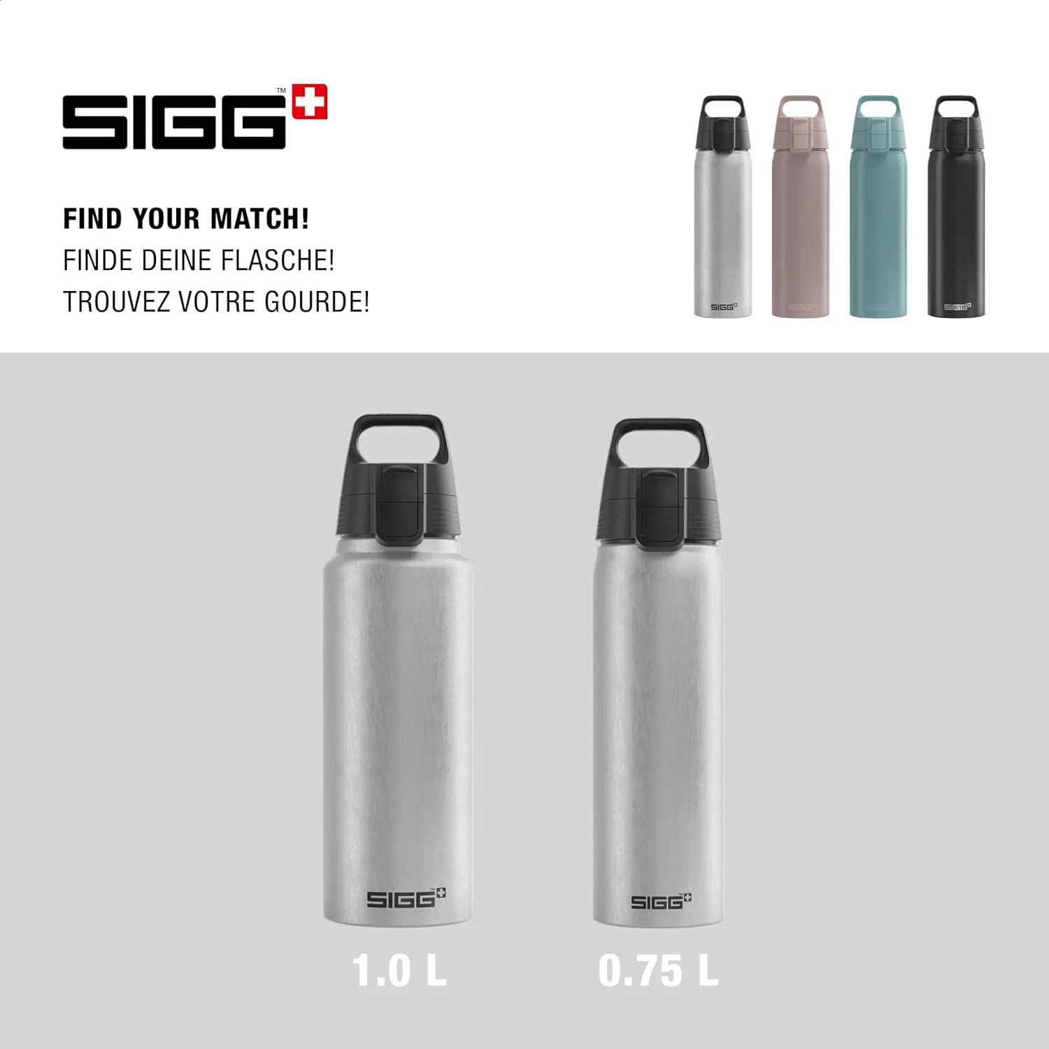 Sigg - Aluminum Water Bottle - WMB Pathfinder Alu - ClimatePartner Certified - Suitable For Carbonated Beverages - Leakproof & Lightweight - BPA Free - Grey - 0.75 L