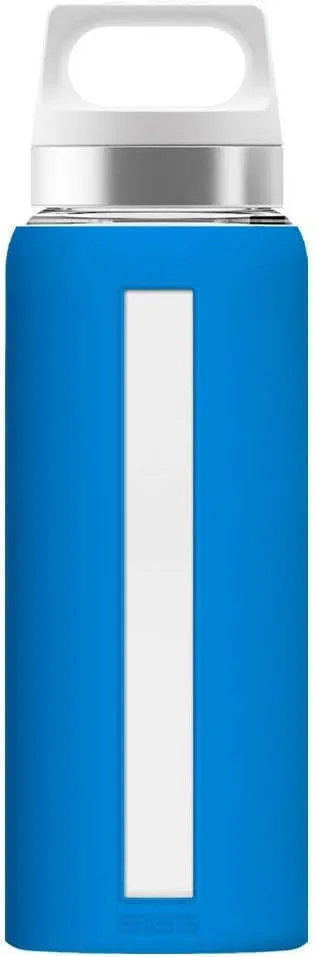 SIGG - Glass Water Bottle - Dream Electric Blue - Soft Silicon Cover - Leakproof - Dishwasher Safe - BPA Free - Broscilate Glass - 22 Oz