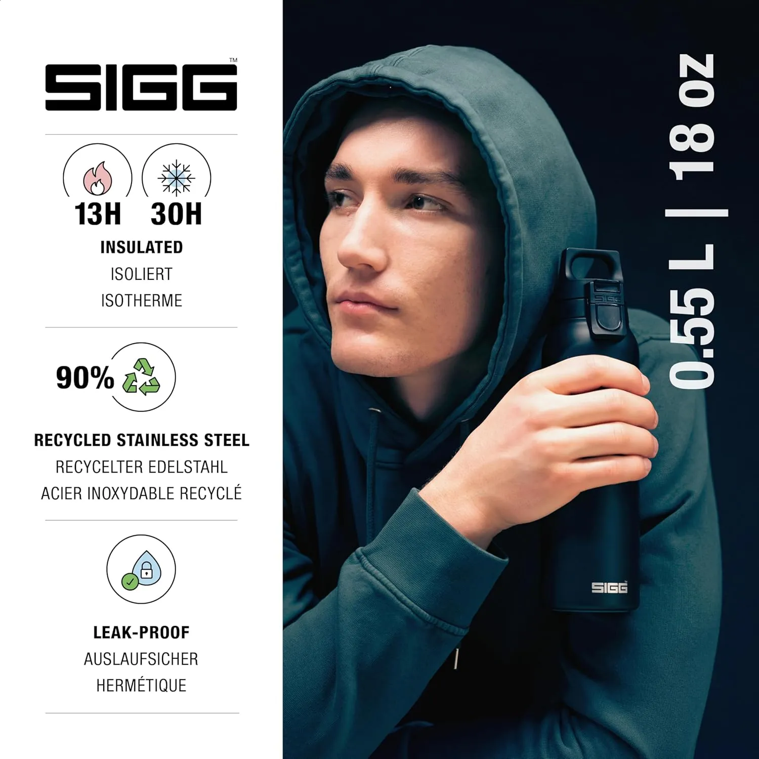 SIGG - Insulated Flask - Thermo Hot & Cold ONE Light - Fruit Filter- BPA-Free - Stainless Steel - 19 Oz