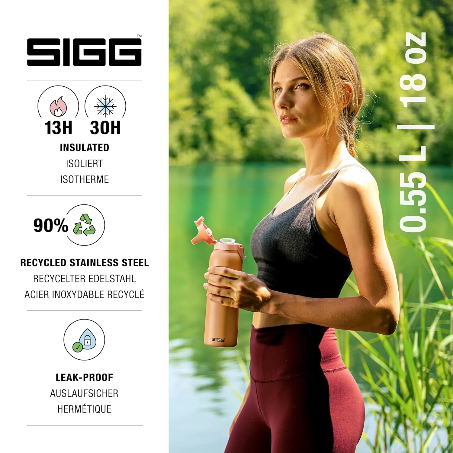 SIGG - Insulated Flask - Thermo Hot & Cold ONE Light - Fruit Filter- BPA-Free - Stainless Steel - 19 Oz