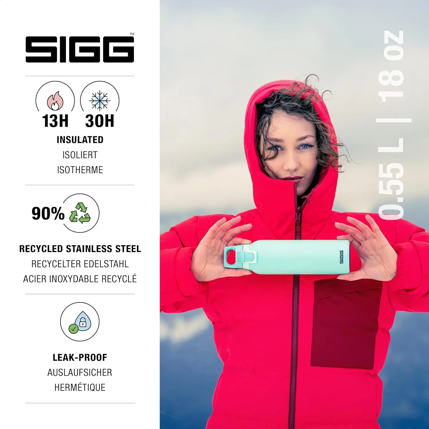 SIGG - Insulated Flask - Thermo Hot & Cold ONE Light - Fruit Filter- BPA-Free - Stainless Steel - 19 Oz
