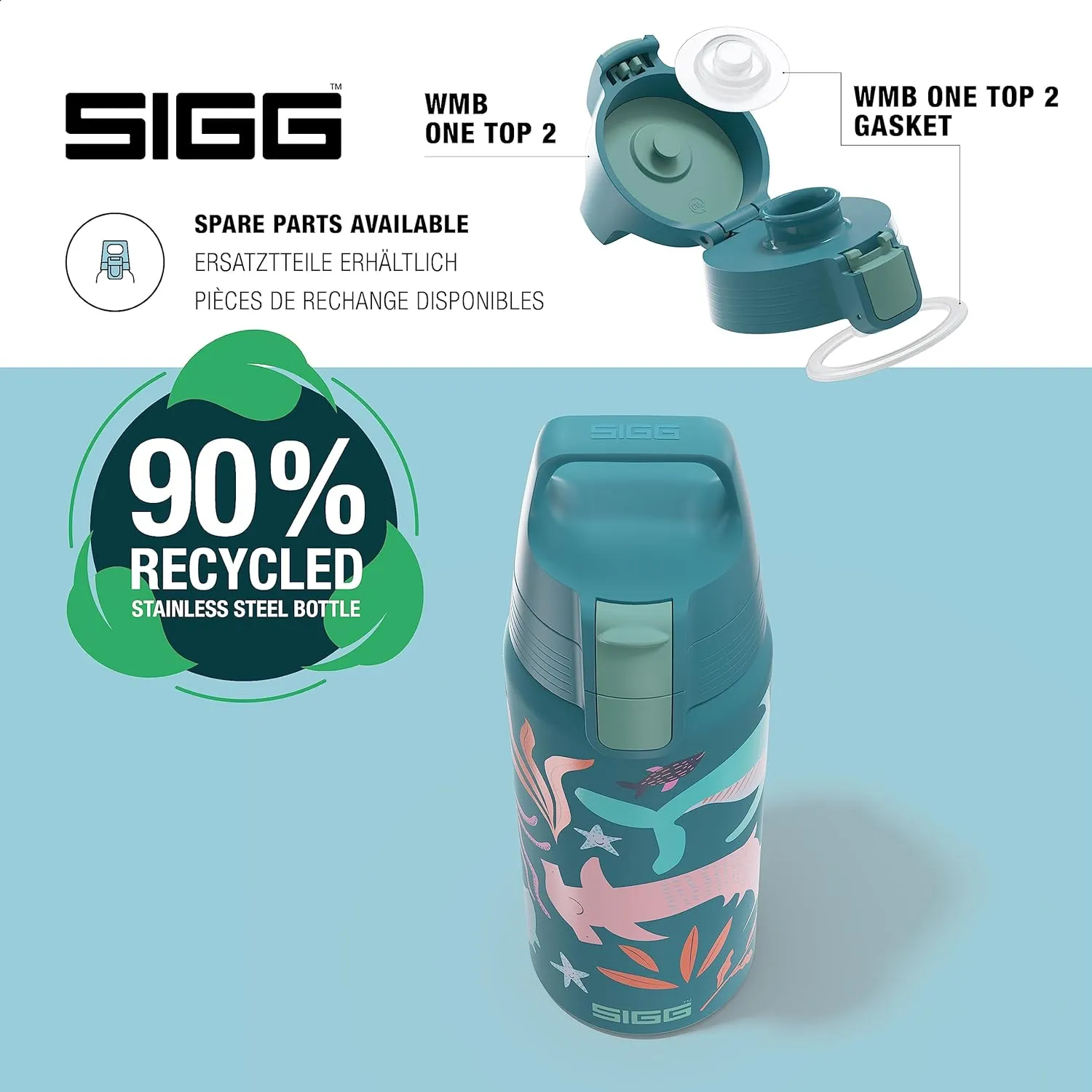 SIGG - Insulated Kids Bottle - Shield One Therm - For Carbonated Beverages - Dishwasher Safe - Stainless Steel - 17 Oz