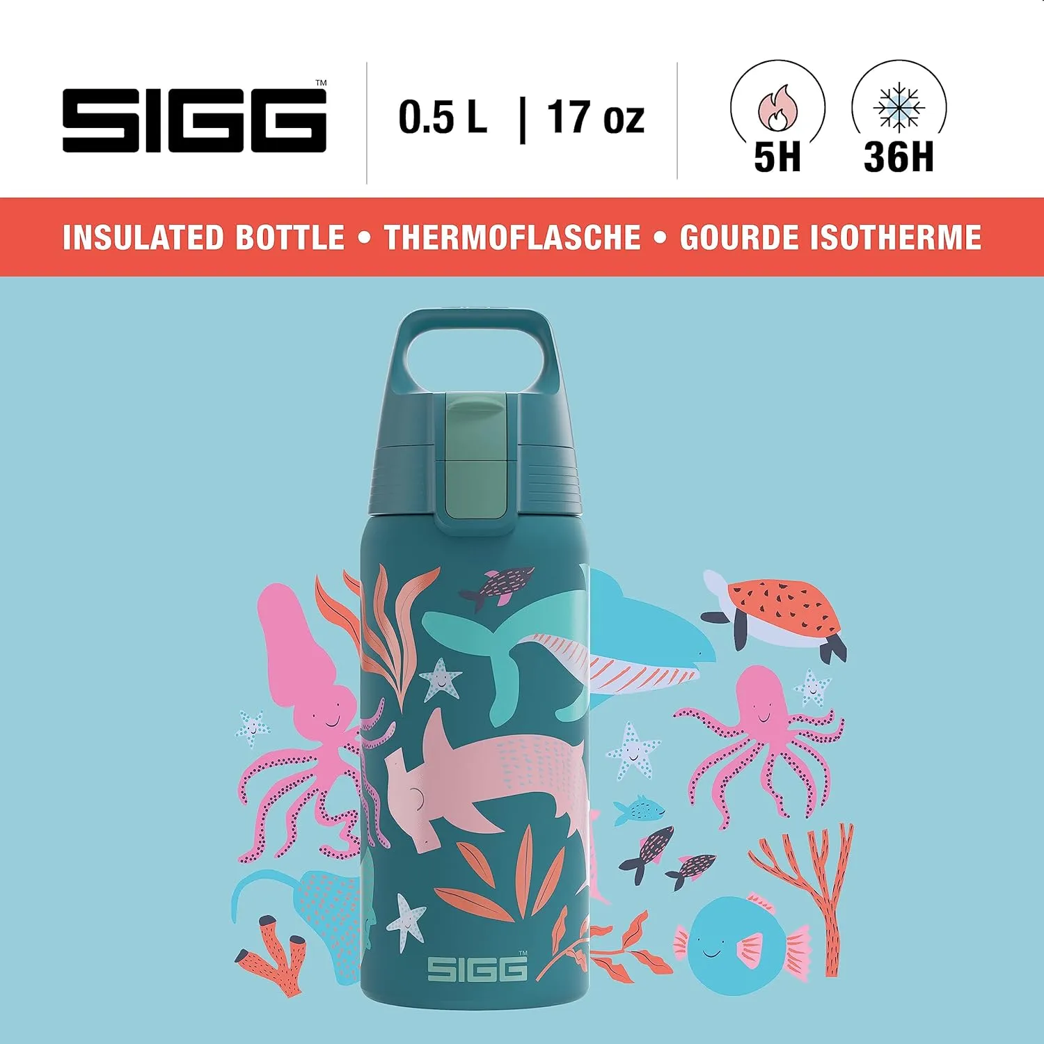 SIGG - Insulated Kids Bottle - Shield One Therm - For Carbonated Beverages - Dishwasher Safe - Stainless Steel - 17 Oz