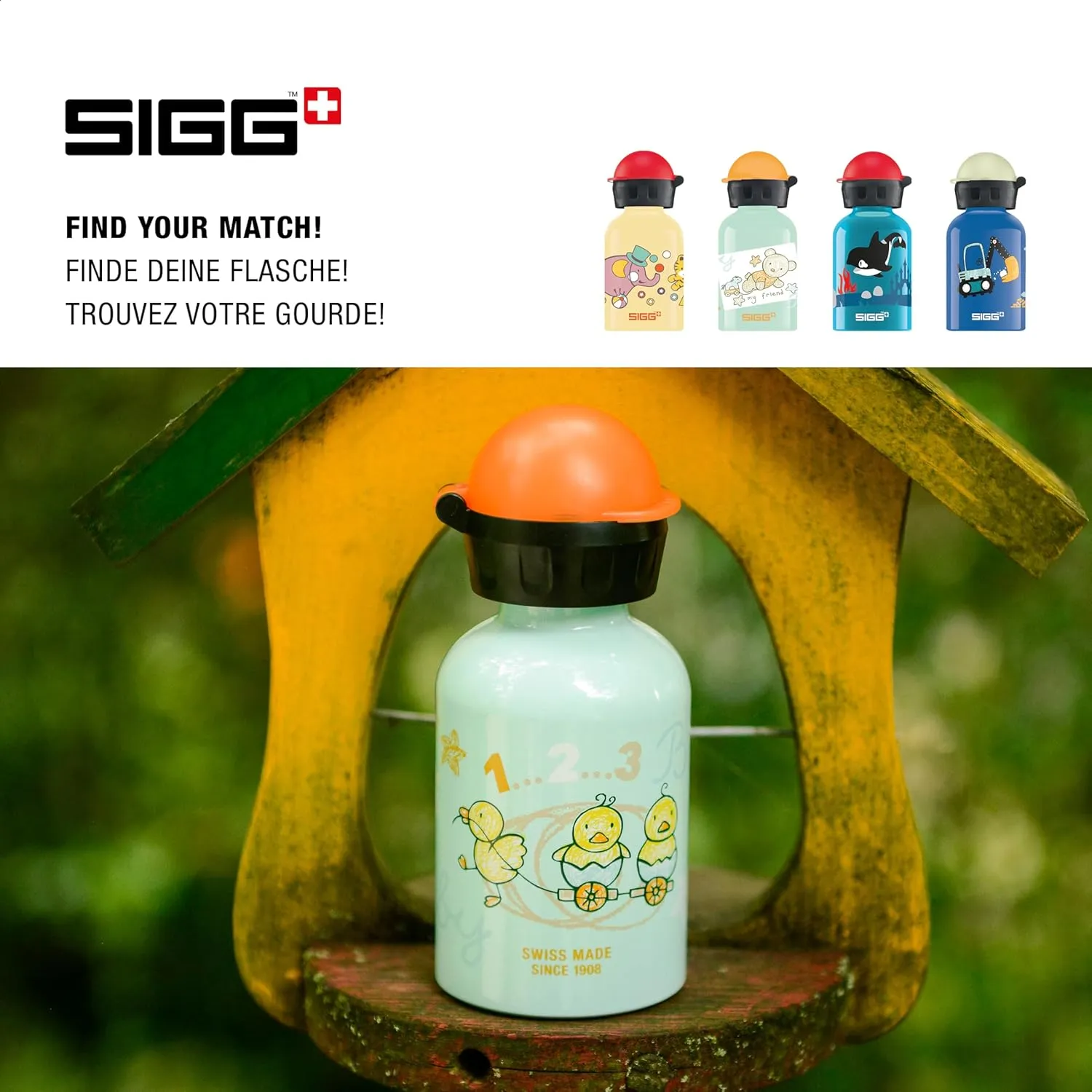 Sigg - Kids Water Bottle - KBT - Made in Switzerland - Leakproof - BPA Free - for Kindergarten, Preschool, School 10 Oz