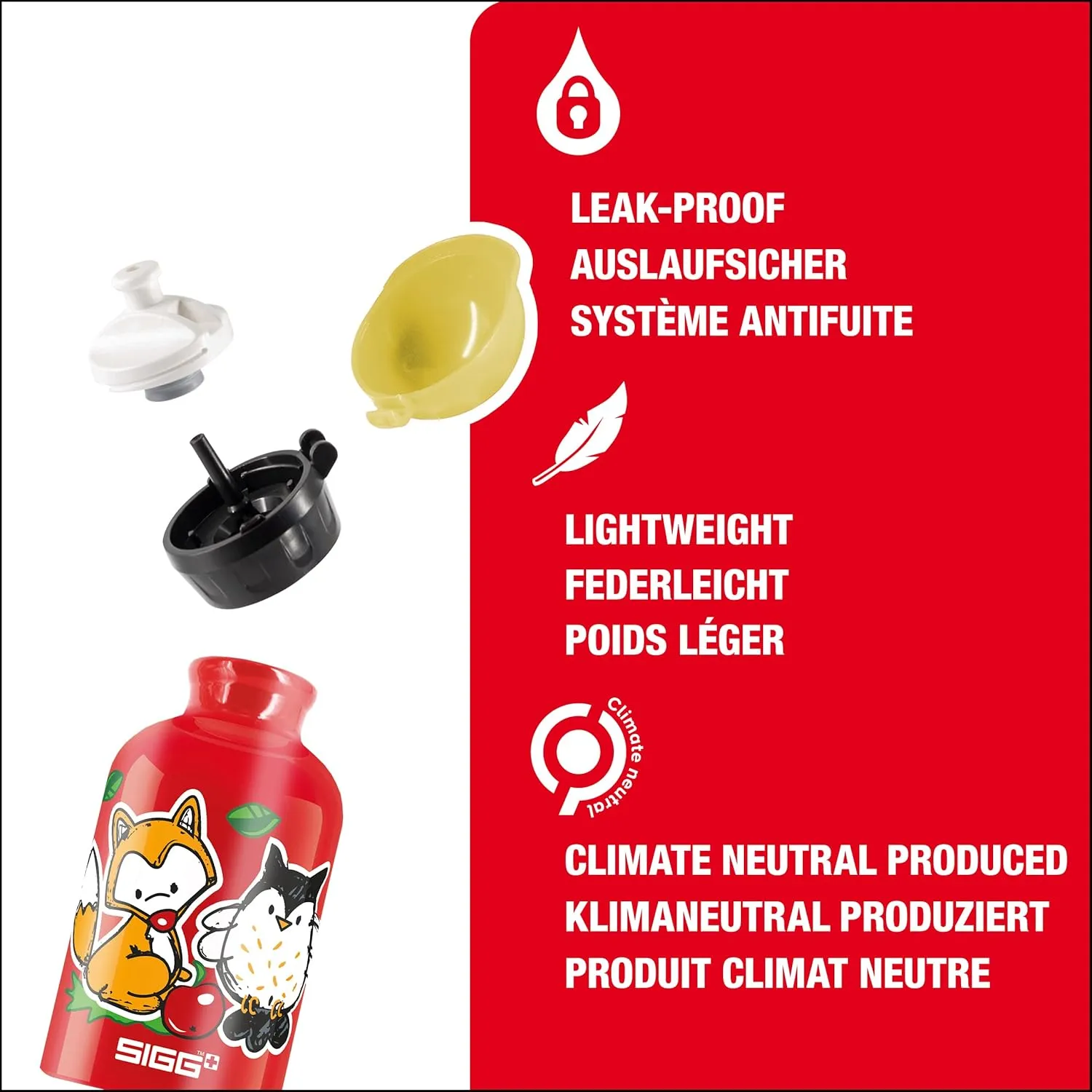 Sigg - Kids Water Bottle - KBT - Made in Switzerland - Leakproof - BPA Free - for Kindergarten, Preschool, School 10 Oz