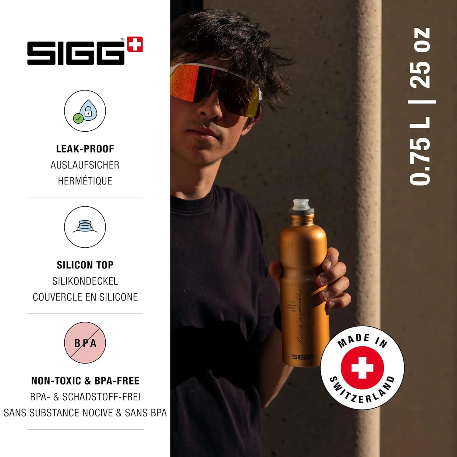 SIGG - PCR Aluminum Water Bottle - Move MyPlanet - Copper - Leakproof - Lightweight - BPA Free - 25 Oz