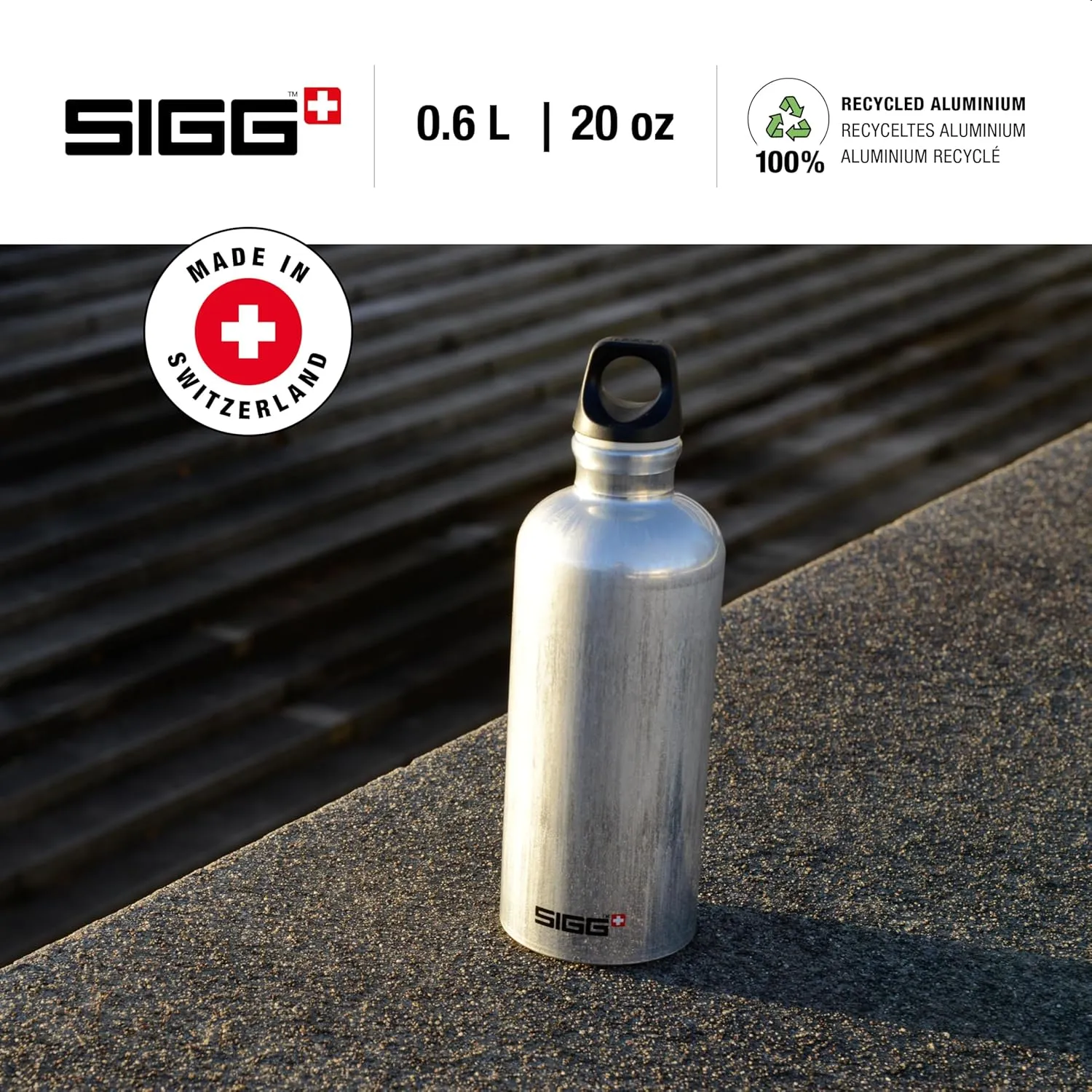 SIGG - Recycled Metal Water Bottle - Traveller - Made in Switzerland - Carbonated Drinks - BPA-Free - 20 Oz