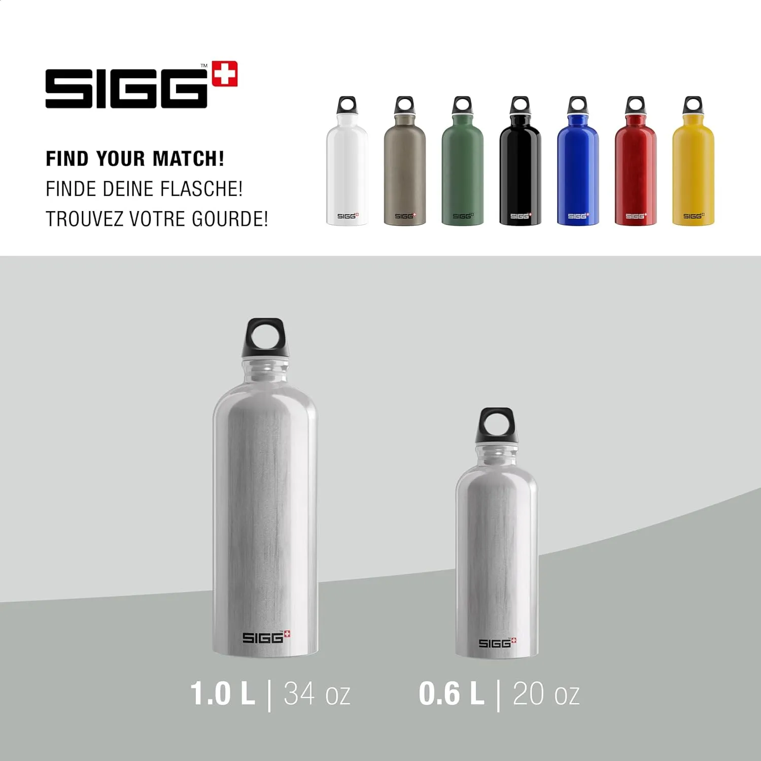 SIGG - Recycled Metal Water Bottle - Traveller - Made in Switzerland - Carbonated Drinks - BPA-Free - 20 Oz