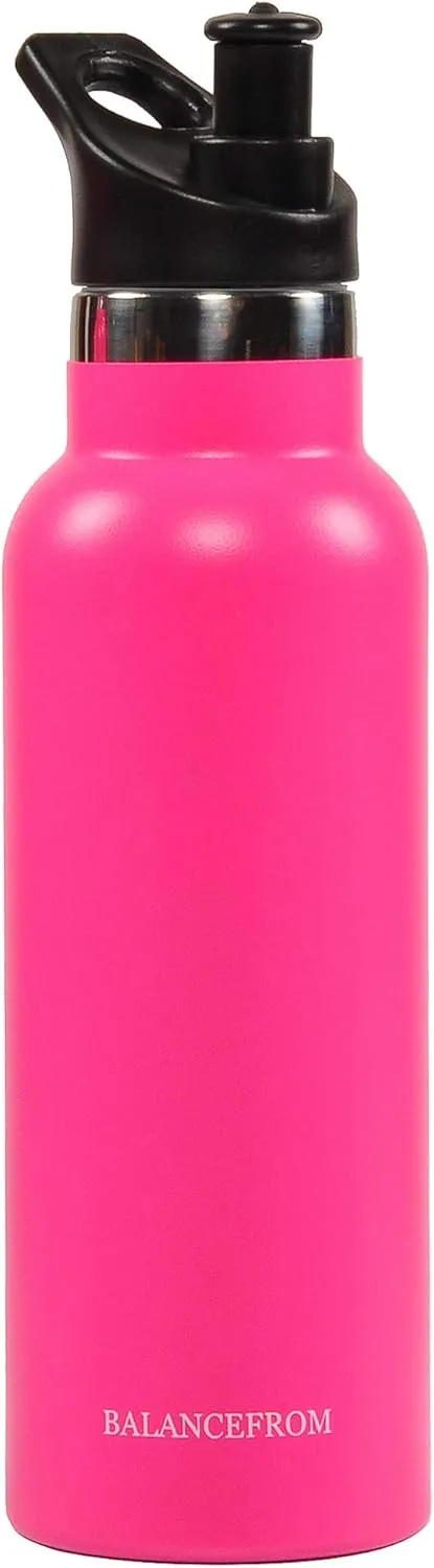 Signature Fitness Double-Wall Vacuum Insulated Stainless Steel Water Bottle, 3 Caps Included, Multiple Colors and Sizes