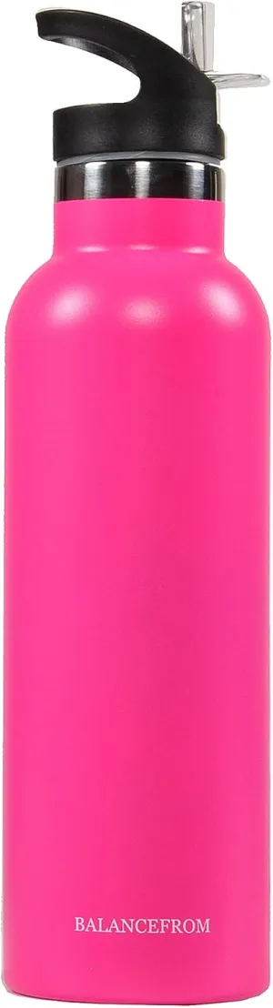 Signature Fitness Double-Wall Vacuum Insulated Stainless Steel Water Bottle, 3 Caps Included, Multiple Colors and Sizes