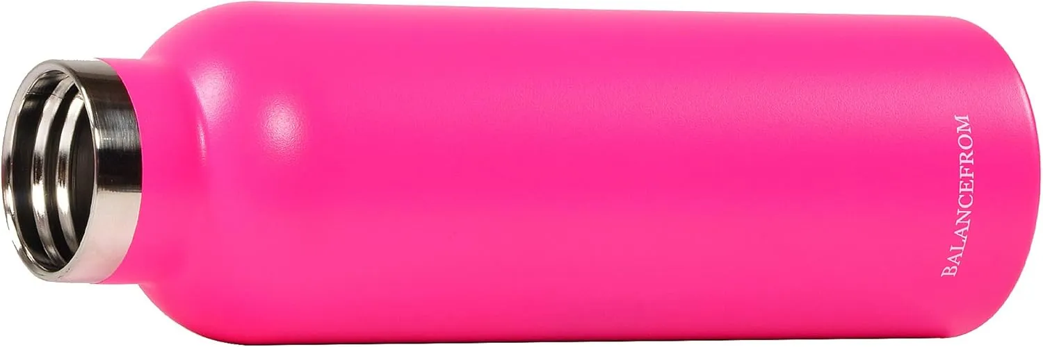 Signature Fitness Double-Wall Vacuum Insulated Stainless Steel Water Bottle, 3 Caps Included, Multiple Colors and Sizes