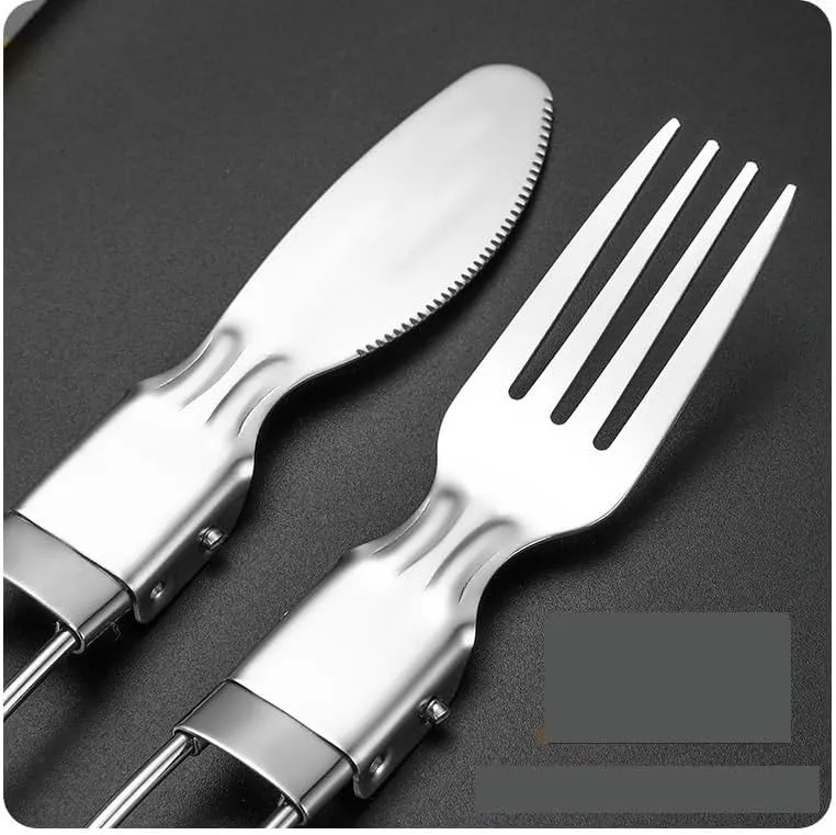 Silverware Flatware Cutlery Set, 3/12/18/24/30/36 Pcs 304 Stainless Steel Folding Cutlery Knife, Fork And Spoon Set For Outdoor Picnic Camping Portable Cutlery Foldable Spoon(12 Piece set fo