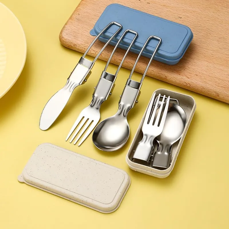Silverware Set, 3/12/18/24/30/36 Pieces 304 Stainless Steel Folding Tableware Knife, Fork And Spoon Set Outdoor Picnic Camping Portable Tableware Foldable Spoon(Green,18 Piece set for 6)