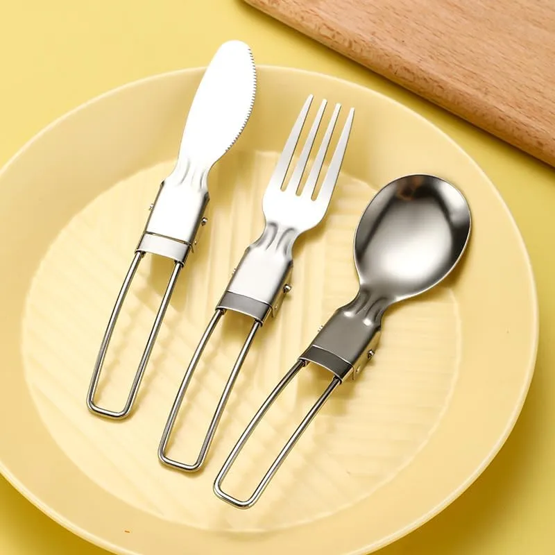 Silverware Set, 3/12/18/24/30/36 Pieces 304 Stainless Steel Folding Tableware Knife, Fork And Spoon Set Outdoor Picnic Camping Portable Tableware Foldable Spoon(Green,18 Piece set for 6)