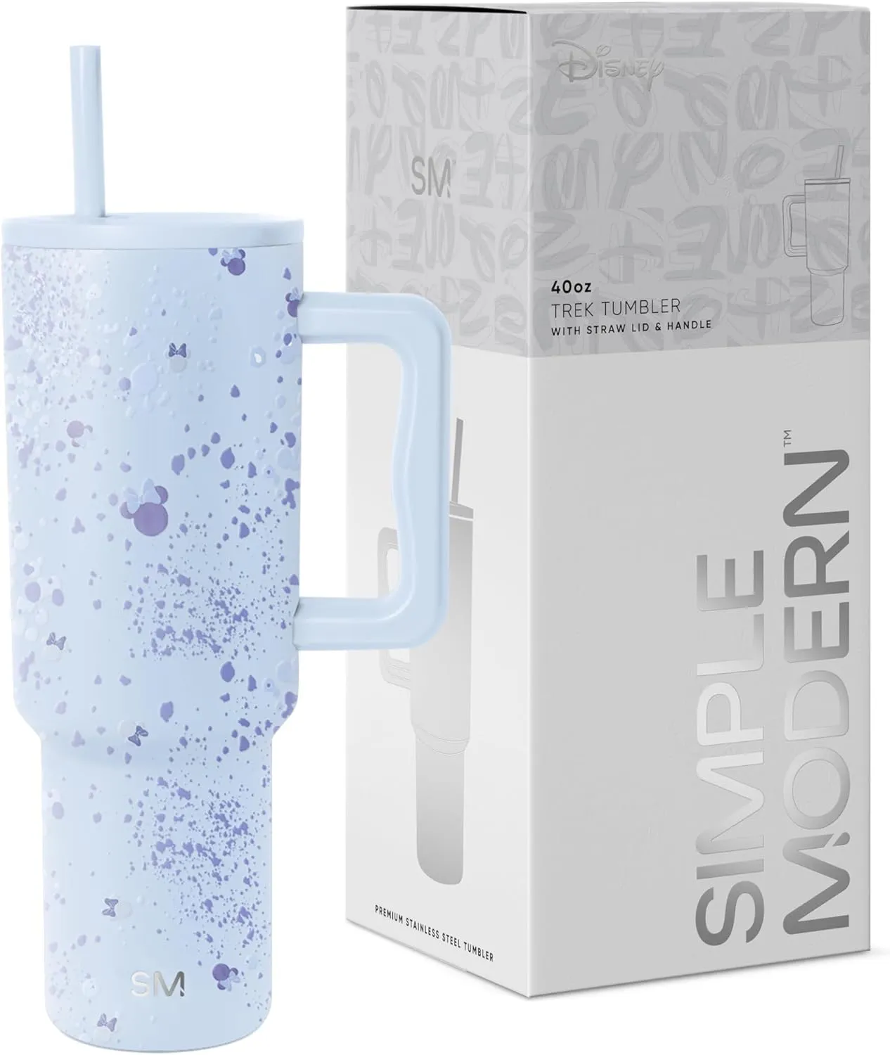 Simple Modern Disney 40 oz Tumbler with Handle & Straw Lid | Insulated Reusable Stainless Steel Water Bottle Travel Mug | Gifts for Women Men Him Her | Trek Collection | 40oz | Minnie Specktacular