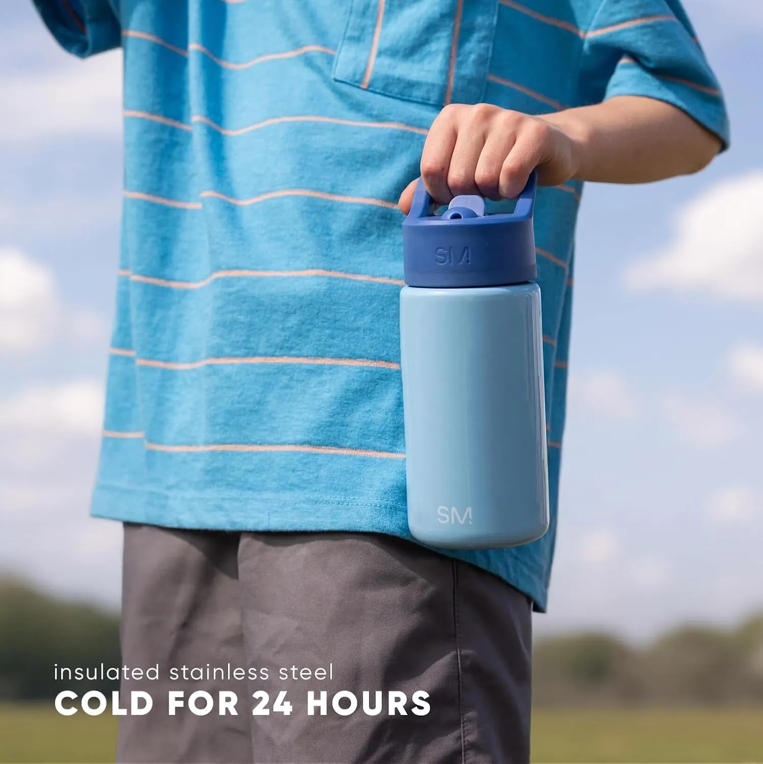 Simple Modern Kids Summit Water Bottle with Straw Lid | Disney Stitch 18oz Stainless Steel Cup Insulated Tumbler for Girls, Boys, School | Tropical Stitch