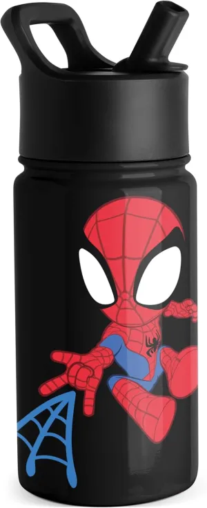 Simple Modern Kids Summit Water Bottle with Straw Lid | Marvel Spider Man 14oz Stainless Steel Cup Insulated Tumbler for Toddlers, Boys, School | Spidey Kid