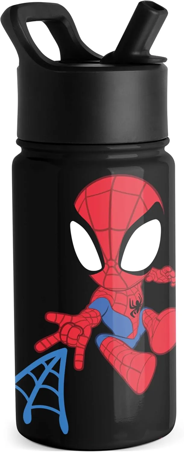 Simple Modern Kids Summit Water Bottle with Straw Lid | Marvel Spider Man 14oz Stainless Steel Cup Insulated Tumbler for Toddlers, Boys, School | Spidey Kid
