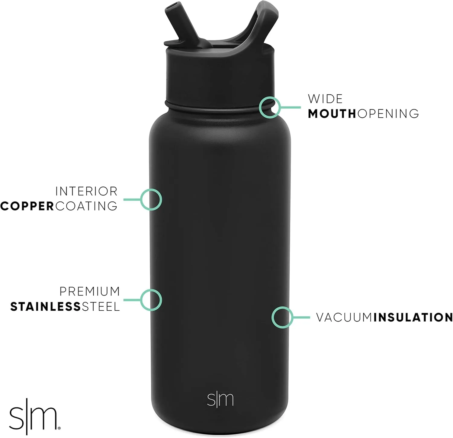 Simple Modern Officially Licensed NBA Water Bottle with Straw Lid Insulated Stainless Steel Thermos Gift | Summit Collection | 32oz