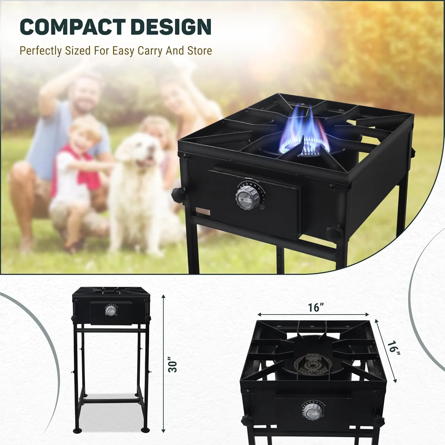 Single Propane Burner stove - 1,30,000 High btu Propane Burner Camping stove, Steel Single burner propane stove with CSA Approved 0-20 PSI regulator & hose for brewing, boiling & making maple syrup
