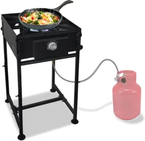 Single Propane Burner stove - 1,30,000 High btu Propane Burner Camping stove, Steel Single burner propane stove with CSA Approved 0-20 PSI regulator & hose for brewing, boiling & making maple syrup