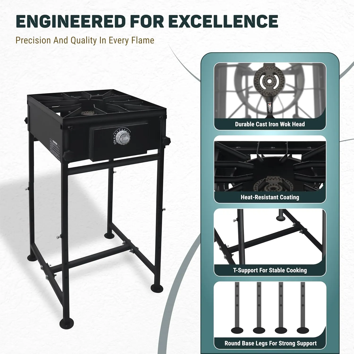 Single Propane Burner stove - 1,30,000 High btu Propane Burner Camping stove, Steel Single burner propane stove with CSA Approved 0-20 PSI regulator & hose for brewing, boiling & making maple syrup