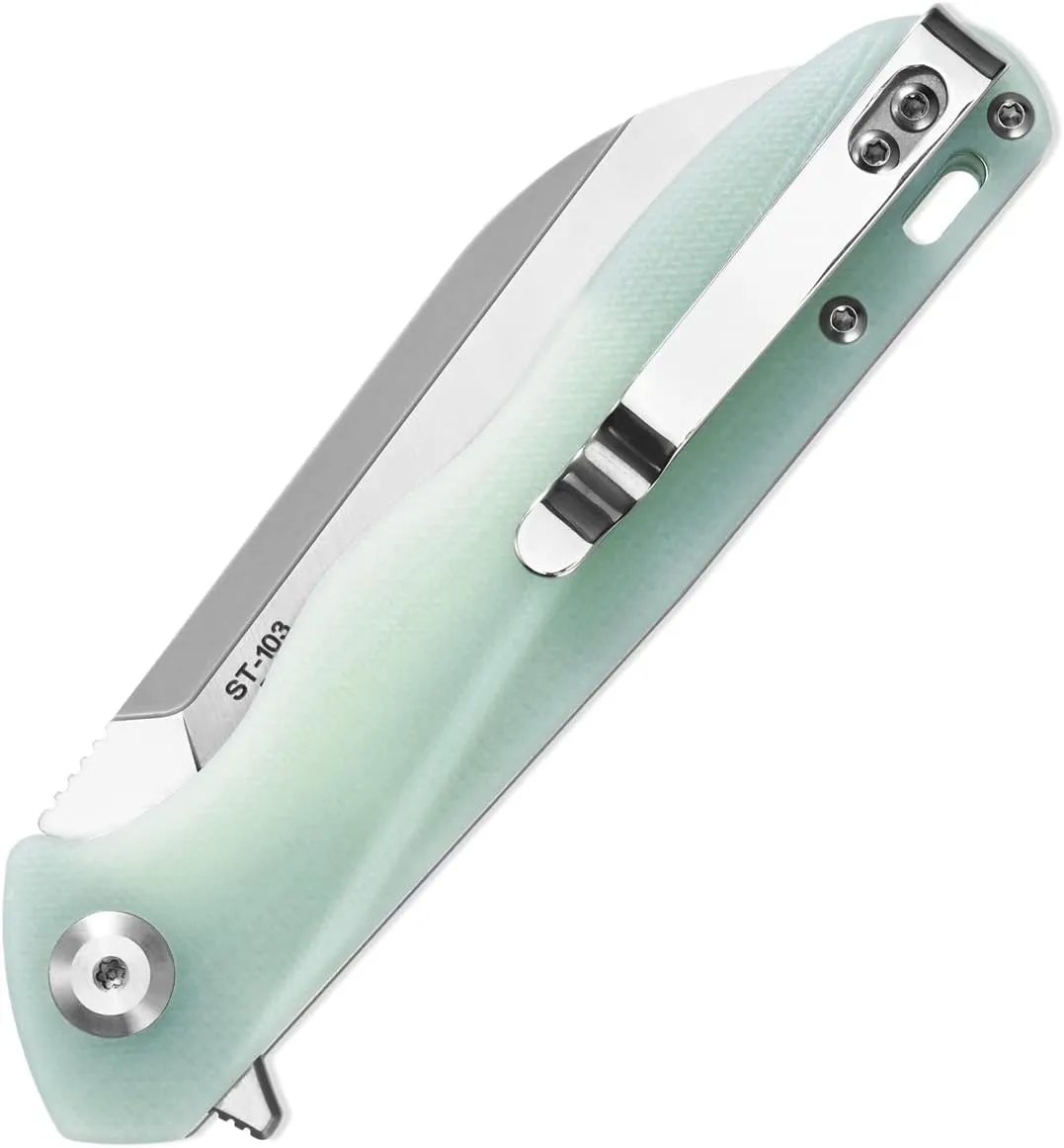 Sitivien ST103 Folding Knife, D2 Steel Blade G10 Handle Pocket Knife, EDC Tool Knife for Outdoor, Camping, Hunting, Survival (Jade)